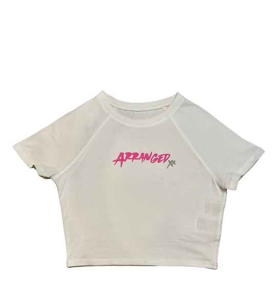 Her Way Crop Tee - White (Reflective Pink)