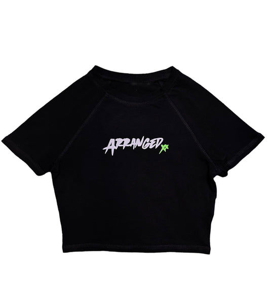 Stack Dough Stay Lowkey Crop Tee - Black (Green)